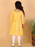 Girl's Orange Pure Cotton Chikankari Kurta With Leggings